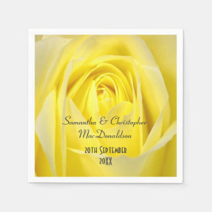 Serviette En Papier Mariage campagnard aux fleurs de rose jaune vif