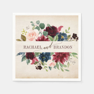 Serviette En Papier Mariage campagnard de Boho Rustique Floral de la m