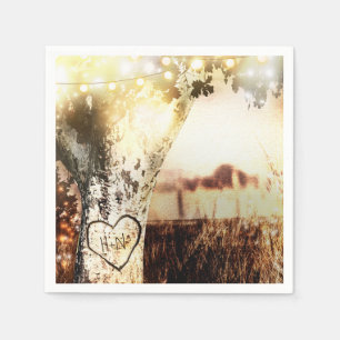 Serviette En Papier Mariage campagnard d'éclairage rustique de l'arbre