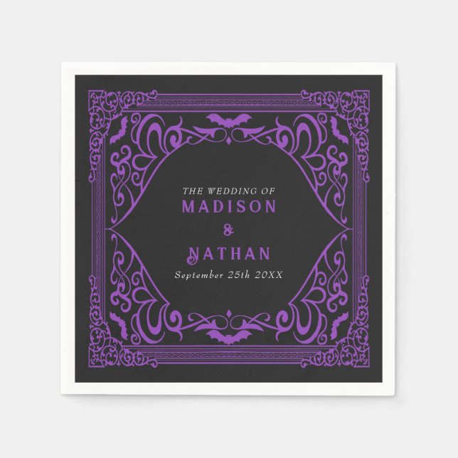 Serviette En Papier Mariage Cathédrale Gothique Vampire Violet  (Devant)