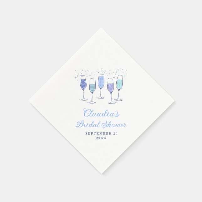 Serviette En Papier Mariage Champagne Quelque Chose de Bleu (Coin)