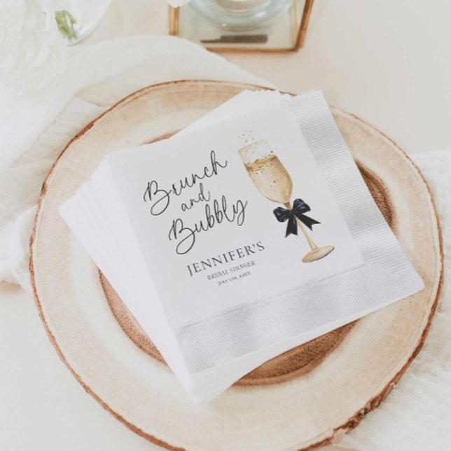 Serviette En Papier Mariage Champenois Moderne (Elegant Brunch and Bubbly Bridal Shower napkins)