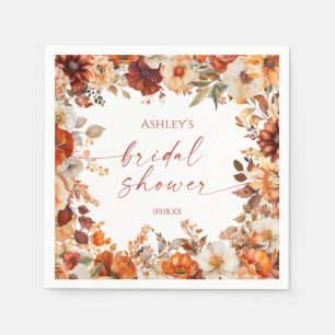 Serviette En Papier Mariage Champêtre Fleurs Orange Bourgogne