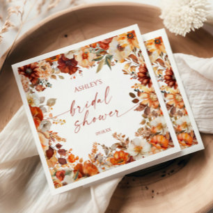 Serviette En Papier Mariage Champêtre Fleurs Orange Bourgogne