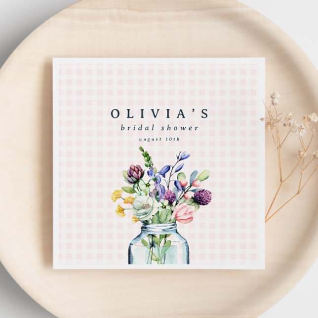 Serviette En Papier Mariage Champêtre Rustique avec Fleurs Sauvages en (Créateur téléchargé)