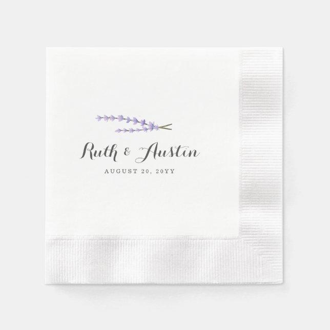 Serviette En Papier Mariage Champs Lavender (Devant)