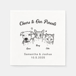 Serviette En Papier Mariage chat chien simple 3 animal de compagnie
