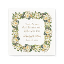 Mariage chrétien verset biblique blanc floral