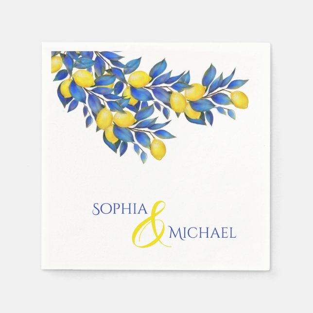 Serviette En Papier Mariage-citrons-méditerranéen- serviettes (Devant)