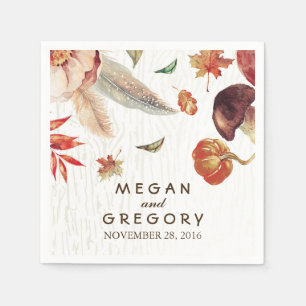 Serviette En Papier Mariage Citrouille d'aquarelle de récolte d'automn