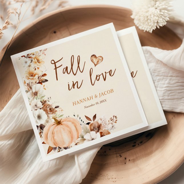 Serviette En Papier Mariage Citrouille Fall in Love (Créateur téléchargé)