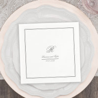 Mariage classique simple Monogram serviettes