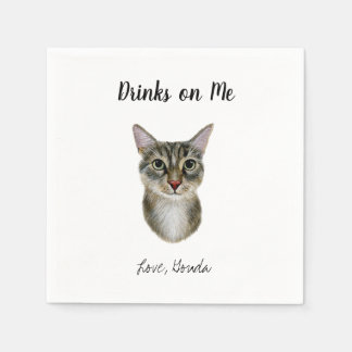 Serviette En Papier Mariage Cocktails Brown de chats