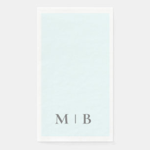 Serviette En Papier Mariage contemporain Monogramme gris bleu glacé te
