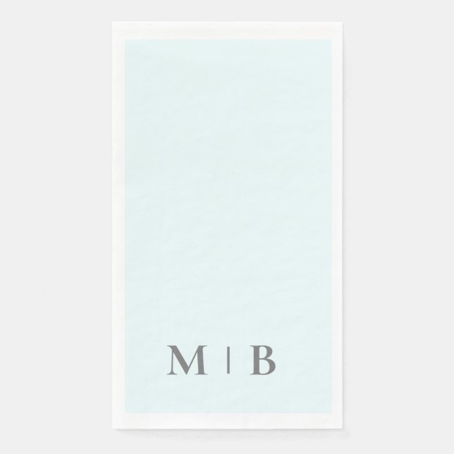 Serviette En Papier Mariage contemporain Monogramme gris bleu glacé te (Devant)