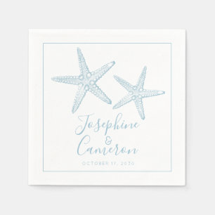 Serviette En Papier Mariage côtier de poisson étoilé bleu rouillé