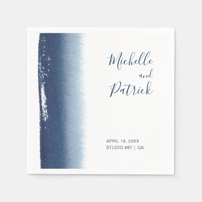 Serviette En Papier Mariage couleur bleu marine (Devant)