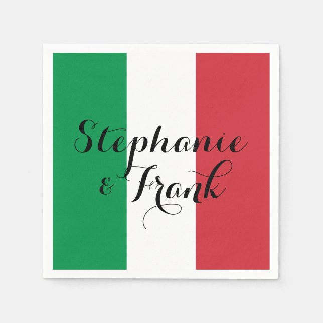 Serviette En Papier Mariage couleur drapeau italien (Devant)