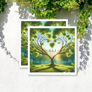 Serviette En Papier Mariage Couple Monogram Green Napkin