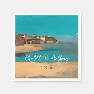 Serviette En Papier Mariage Creative Village Sea Sky impressionniste