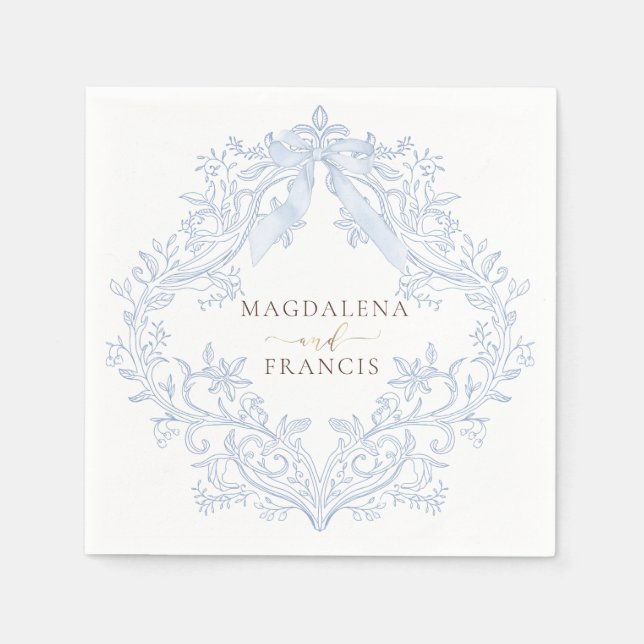 Serviette En Papier mariage crête bleu aquarelle (Devant)