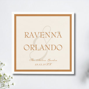 Serviette En Papier Mariage Cuivre Ivoire Argent de Famille Intemporel