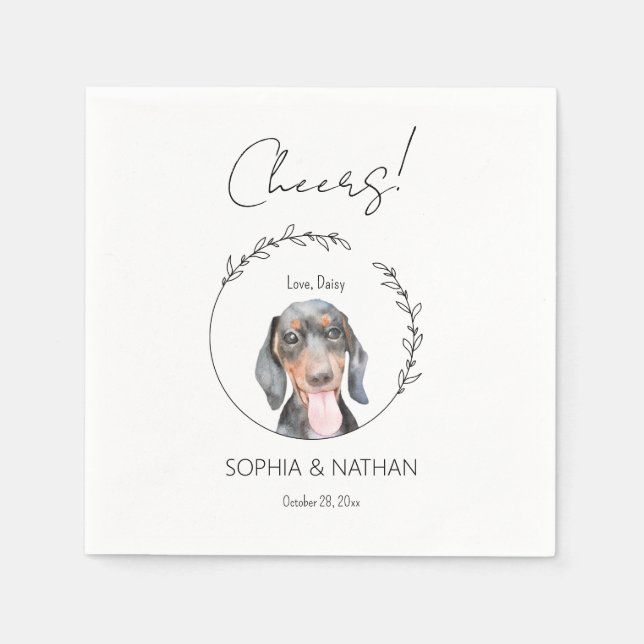 Serviette En Papier Mariage Dachshund Chien simple Cocktail  Napkins (Devant)
