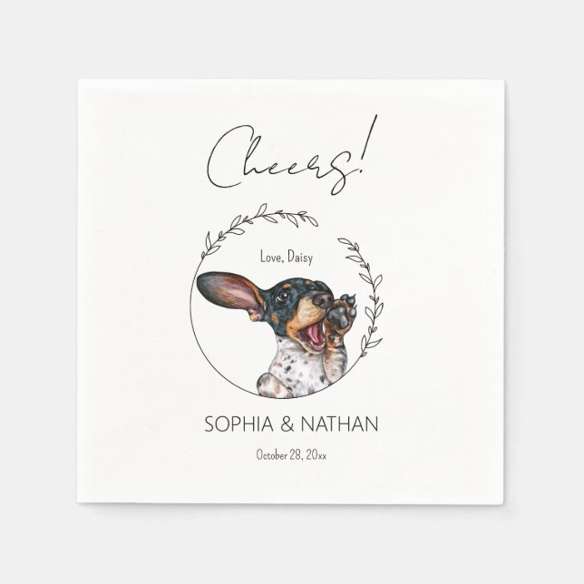 Serviette En Papier Mariage Dachshund Chien simple Cocktail  Napkins (Devant)