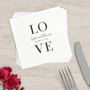 Serviette En Papier Mariage d'amour élégant moderne