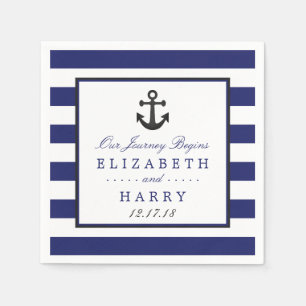 Serviette En Papier Mariage d'Ancre de charbon nautique vintage