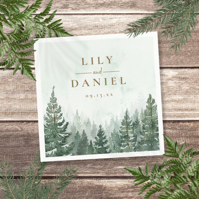Serviette En Papier Mariage dans une forêt rustique de pins (Rustic Pine Tree Forest Wedding Napkins)
