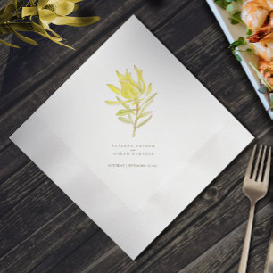 Serviette En Papier Mariage d'aquarelle botanique jaune leucadendron