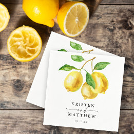 Serviette En Papier Mariage d'aquarelle Citrus citron