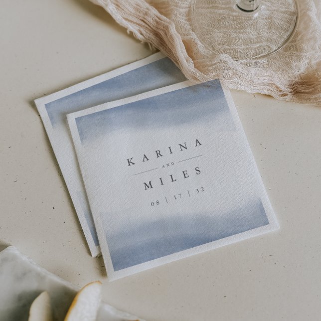 Serviette En Papier Mariage d'aquarelle côtière Ebb Tide (Créateur téléchargé)