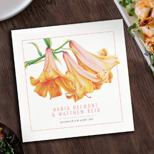 Serviette En Papier Mariage d'aquarelle de fleur de lièvre orange