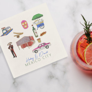 Serviette En Papier Mariage d'aquarelle de Mexico