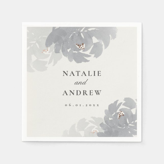 Serviette En Papier Mariage d'aquarelle Floral Blooms (Devant)