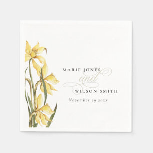 Serviette En Papier Mariage d'aquarelle florale de jonquille rustique