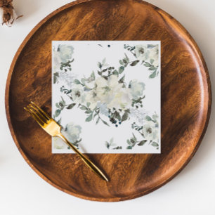 Serviette En Papier Mariage d'aquarelle florale d'ivoire Napkin