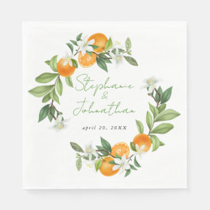 Serviette En Papier Mariage d'aquarelle mandarin orange