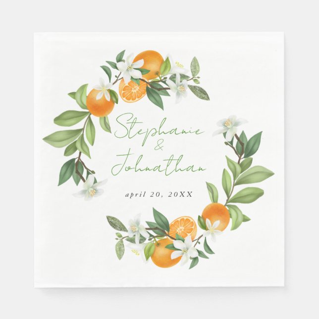Serviette En Papier Mariage d'aquarelle mandarin orange (Devant)