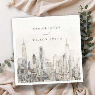 Serviette En Papier Mariage d'aquarelle minimaliste New York City Skyl