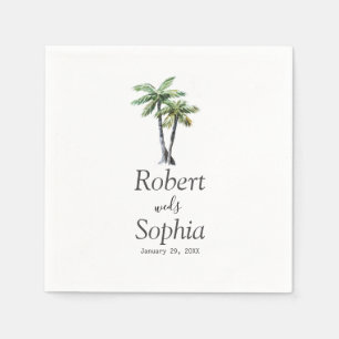 Serviette En Papier Mariage d'aquarelle moderne Palm Tree