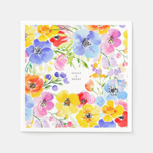 Serviette En Papier Mariage d'aquarelle ressort