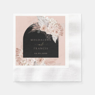 Serviette En Papier mariage d'arche noire fleurie boho