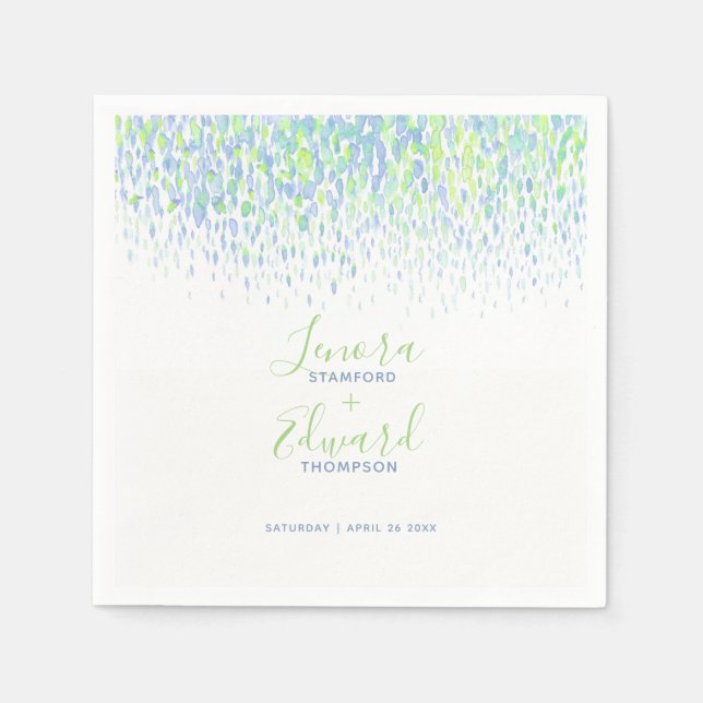 Serviette En Papier Mariage d'art bleu vert cascade (Devant)