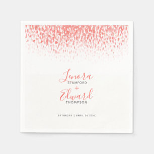 Serviette En Papier Mariage d'art gris corail vivant en cascade