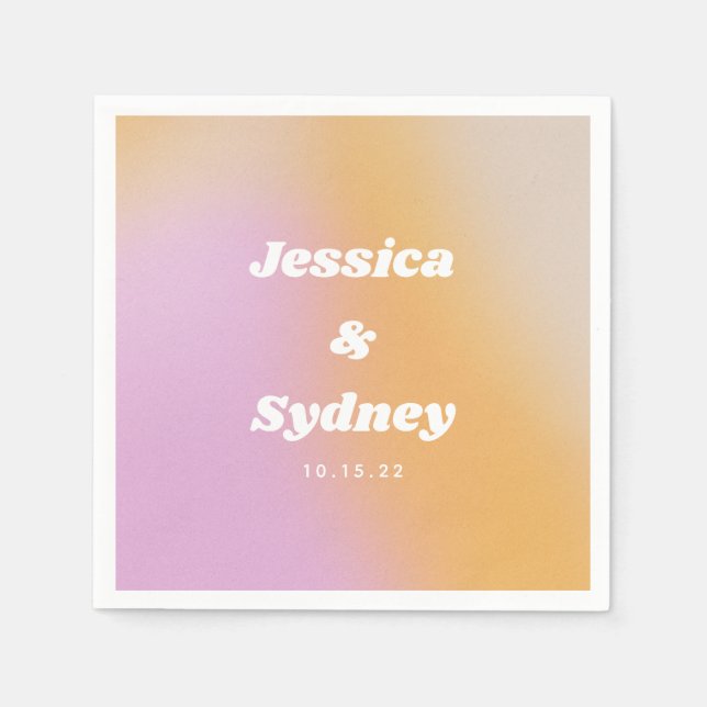 Serviette En Papier Mariage d'art moderne rose et orange Abstrait Napk (Devant)