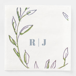 Serviette En Papier Mariage d'art Monogramme initial Dusty Blue Green 