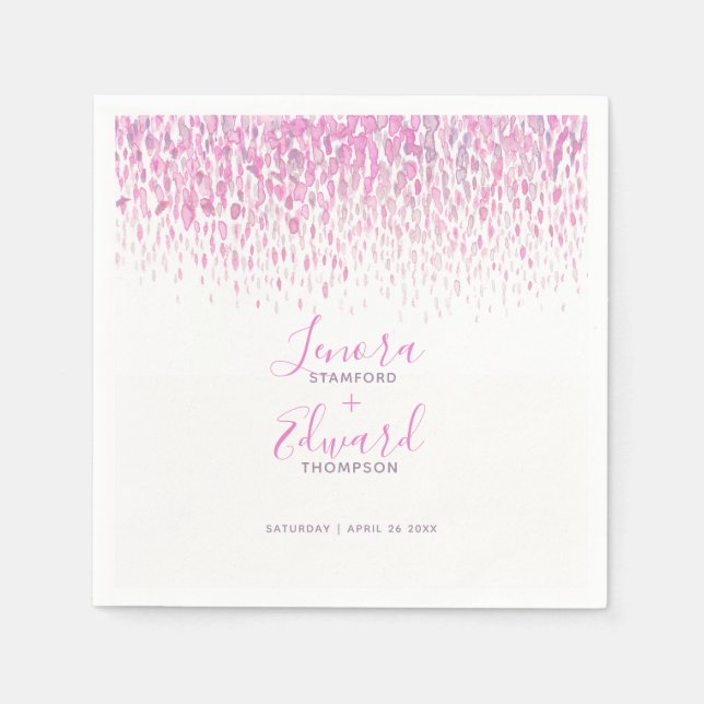 Serviette En Papier Mariage d'art rose violet en cascade (Devant)